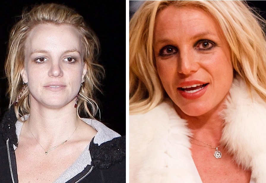 На фото слева Бритни Спирс без макияжа, а на фото справа – певица без фотошопа
